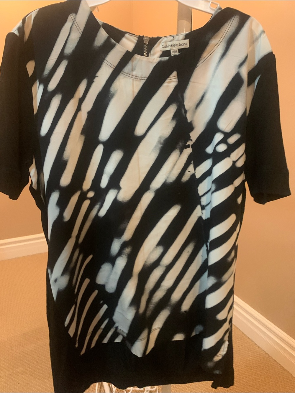 Calvin Klein Jeans Black and White Abstract Short Sleeve Tee